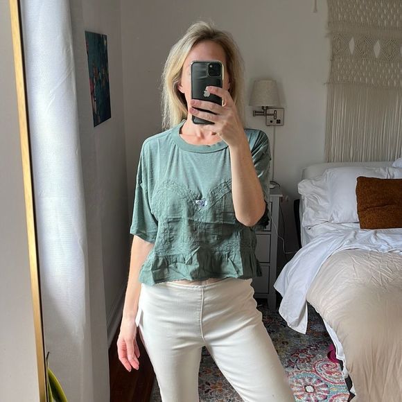Free People Tops - Free People Fall in Love Tee Washed Army Green Size Small